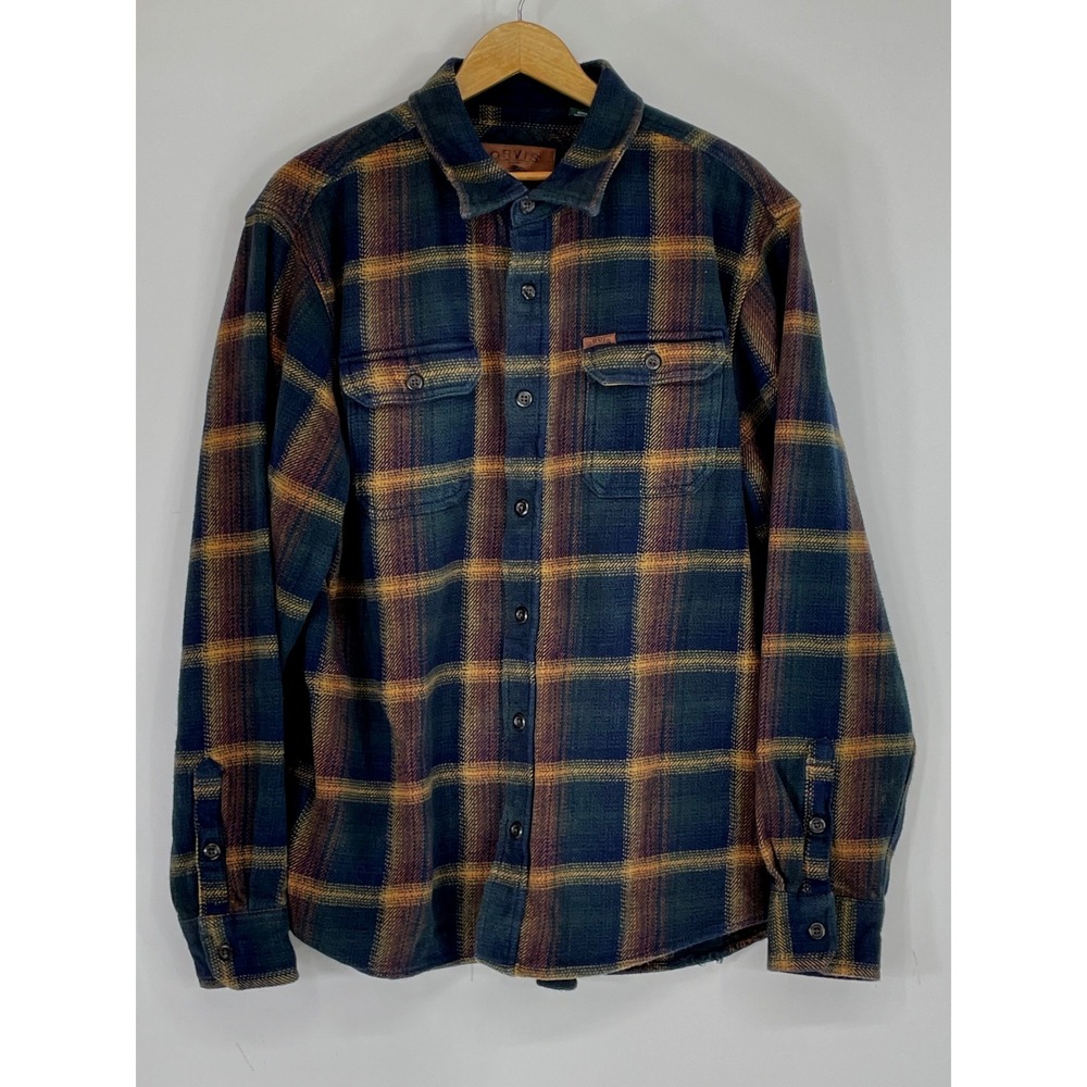 Orvis Mens Shacket X Large Flannel Plaid Green Blue Heavyweight Pockets Gorpcore